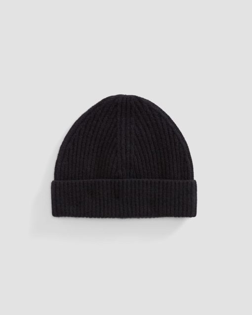 Alternative view of The Cashmere Fine Rib Beanie |  Black