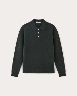 Alternative view of The Classic Polo in Luxe Merino | Heather Scarab Green
