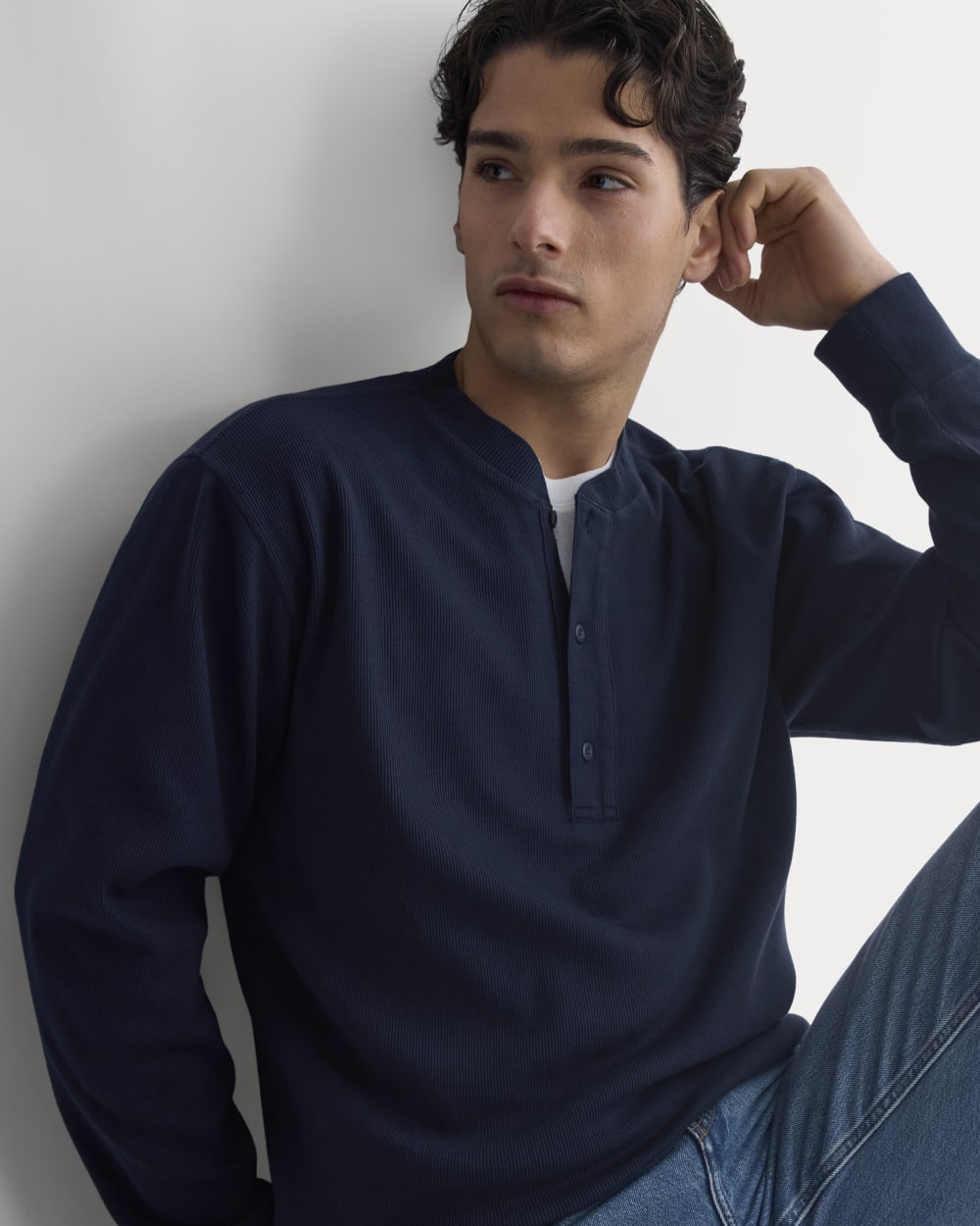 Vintage Rib Henley | Navy