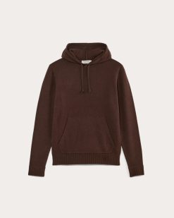 Alternative view of The Felted Merino Hoodie | Heather Mahogany