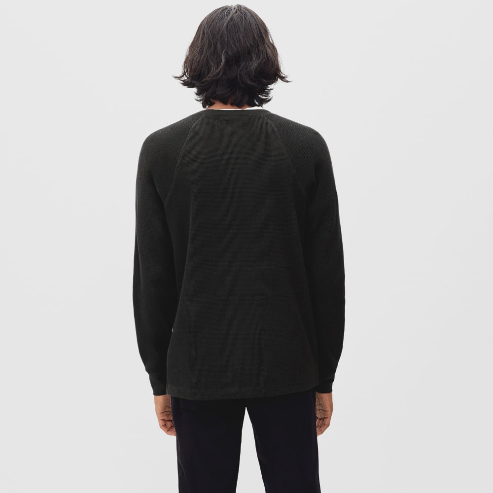 The Waffle Long-Sleeve Henley Tee | Black - Image 3
