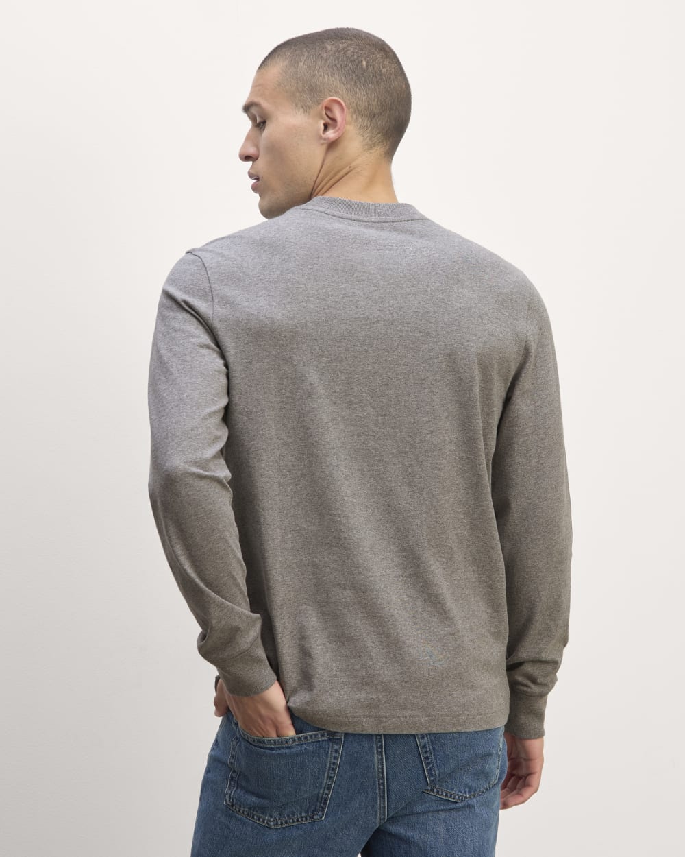 The Premium-Weight Relaxed Crew | Heathered Mid-Grey - Image 4