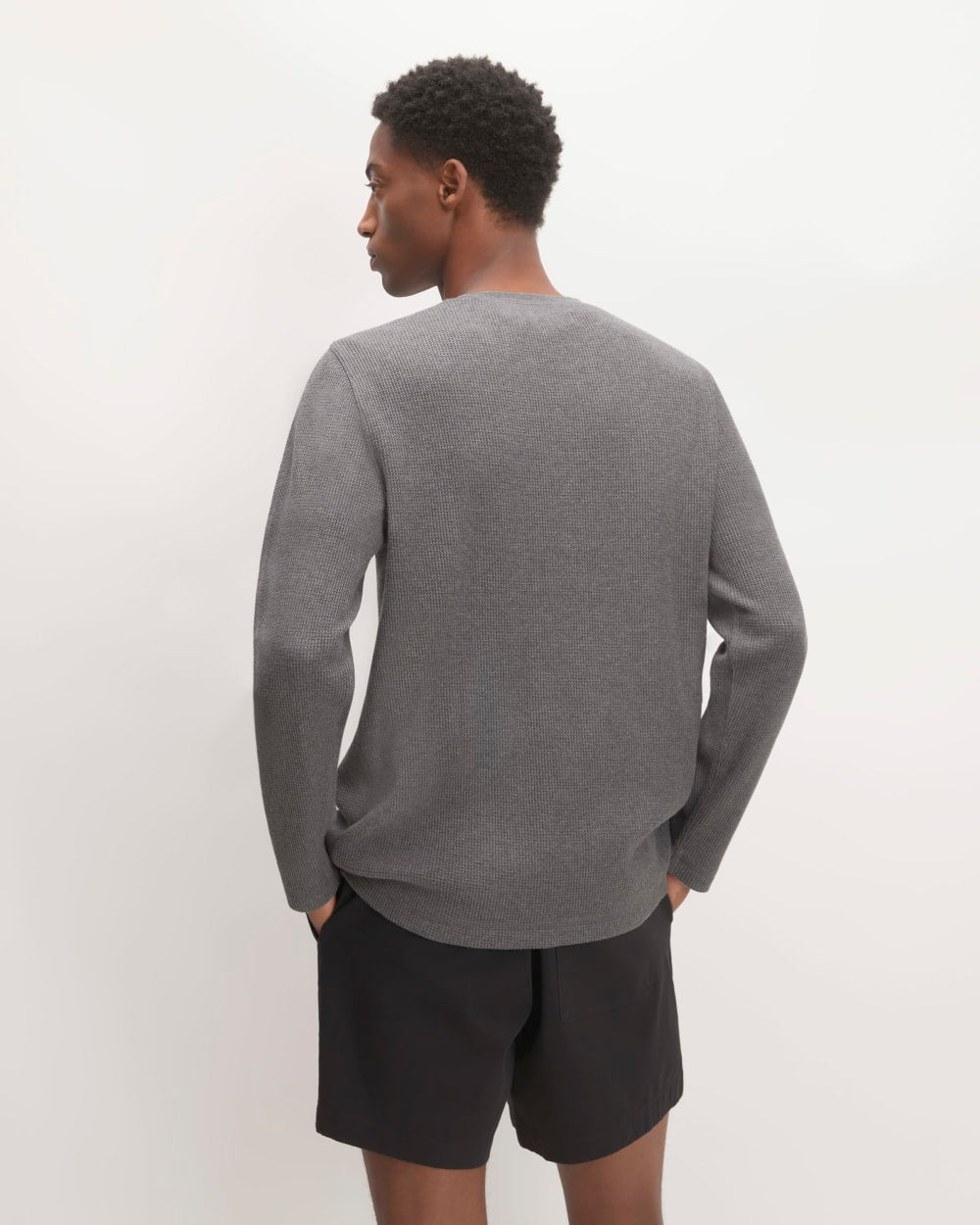 The Waffle Long-Sleeve Crew | Heathered Charcoal - Image 4