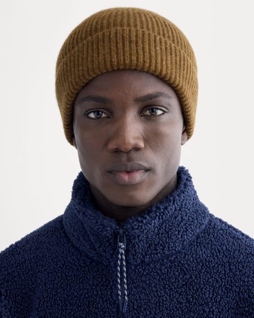 Alternative view of The Cashmere Ribbed Beanie | Heathered Toffee